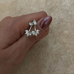 Elegant Silver front back earring or an ear jacket